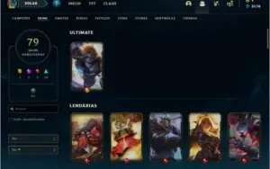 Conta platina 2 com 130 champs e 79 skins