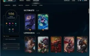 conta lol ouro 106 skins