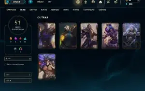 Platina 4 com 85 Champs e 51 Skins + 6 Vitoriosas