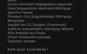 CONTA VALORANT COM VÁRIAS SKINS (ASCENDENTE 1)