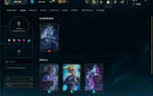 Unranked com 50 Champs e 9 Skins