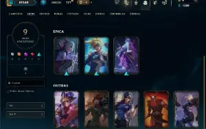 Unranked com 50 Champs e 9 Skins