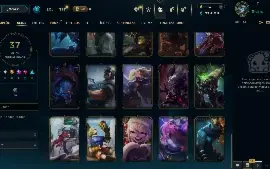 Conta Nível 133, Unranked, 72 Campeões, 23k de EA, 37 Skins
