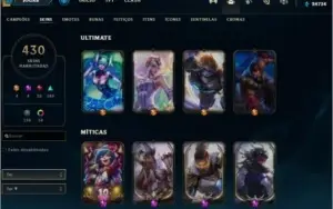 Conta com 430 skins,completa.