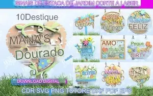 São 10 pacotes com artes para corte (CNC, Silloute etc)