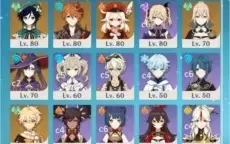 Conta AR 55 9 personagens 5*, 14 com constelações