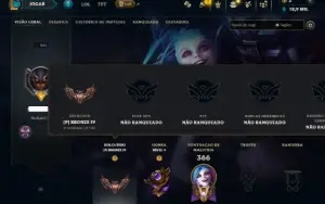 Bronze 4 com 120 Champs e 77 Skins ( ADC / SUP / MID )