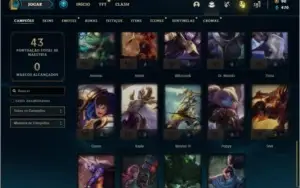 Conta Unranked (ex Platina) com 39 Champs e 12 Skins