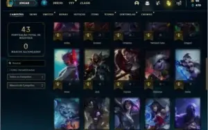 Conta Unranked (ex Platina) com 39 Champs e 12 Skins