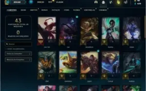 Conta Unranked (ex Platina) com 39 Champs e 12 Skins