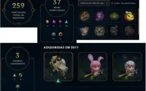 conta lol gold 4, 112 camps, 37 skins (2 lendárias) e etc