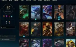 Conta mestre lol 187 skins todos os champs