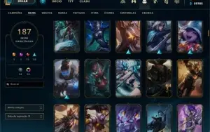 Conta mestre lol 187 skins todos os champs