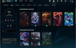 Conta ouro 1 com 25 skins e 71 champs