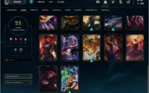 Conta ouro 1 com 25 skins e 71 champs
