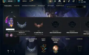 Conta Unranked com 150 Champs e 269 Skins ( MAIN MID / SUP )