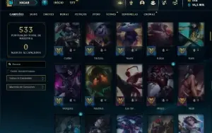 Conta Unranked com 150 Champs e 269 Skins ( MAIN MID / SUP )