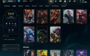 Conta Unranked com 150 Champs e 269 Skins ( MAIN MID / SUP )