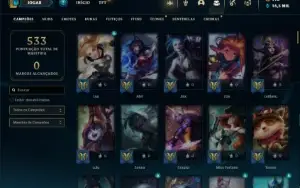 Conta Unranked com 150 Champs e 269 Skins ( MAIN MID / SUP )