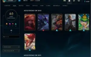 Conta LoL lv104 64 Campões 40 Skins 3k Essência Laranja