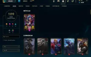 Unranked com 135 Champs e 109 Skins