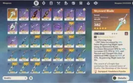 GENSHIN IMPACT AR35 / 5* KAZUHA, ZHONGLI, DILUC E T5 SWORD