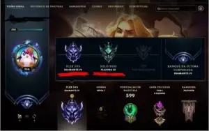 Conta LOL 159 skins/Platina 3 solo/flex diamante 4/TFT gold
