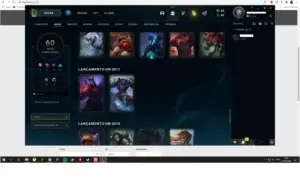 Conta top, foi gasto nela 648 reais, 85 campeões 60 skins.