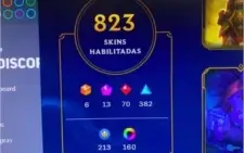 Conta League Of Legends Level 250 e 823 skins+ Plat 3