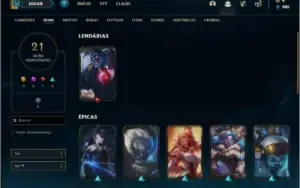 Conta prata 2 com 58 champs e 21 skins