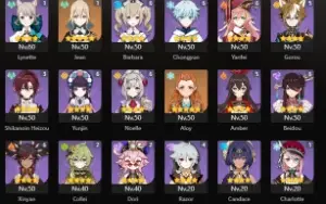 conta genshin AR 60, Raiden c2, Eula c2, Kazuha c1
