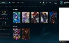 Conta lol lvl 222 com 245 skins