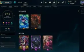 Conta de LOL Main suporte lvl +500 237 Skins