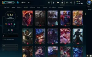 Conta lol lvl 702, 242 skins, esmerald 2, 333 MIL essências 