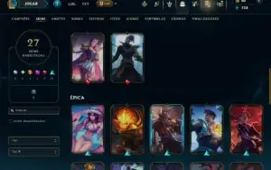 Unranked com 60 Champs e 27 Skins