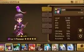 Reroll Summoners War lvl10 com Dark Pioneer - Woonsa