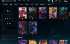 Conta prata 2 com 89 skins e 118 champs