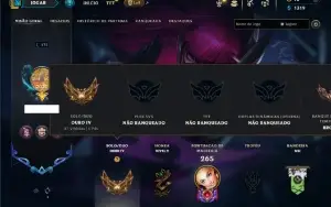 Ouro 4 com 75 Champs e 78 Skins ( JG / SUP / MID )