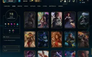 Ouro 4 com 75 Champs e 78 Skins ( JG / SUP / MID )