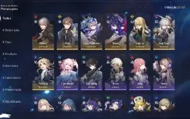 Conta Honkai Star Rail TL 65 - Seele, Loba, Jing, Luocha...