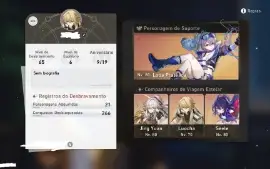 Conta Honkai Star Rail TL 65 - Seele, Loba, Jing, Luocha...