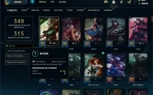 Conta bronze 1 com TODOS os champs e 181 Skins + 800 RP