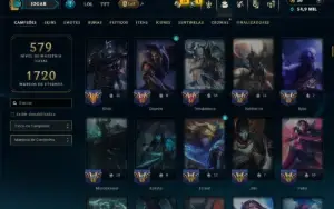 Ouro 4 com TODOS os Champs e 212 Skins ( TOP / MID / ADC )