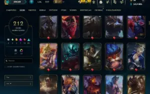 Ouro 4 com TODOS os Champs e 212 Skins ( TOP / MID / ADC )