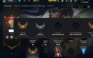 Ouro 4 com TODOS os Champs e 212 Skins ( TOP / MID / ADC )