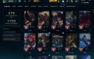 Ouro 4 com TODOS os Champs e 212 Skins ( TOP / MID / ADC )