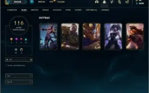 Conta unranked com 116 skins e 150 champs + Kayle Juiza