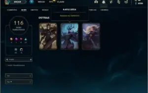 Conta unranked com 116 skins e 150 champs + Kayle Juiza