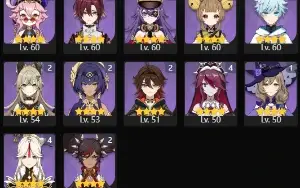 Genshin Impact NA, AR60, 27 heróis T5, 16 armas T5, endgame