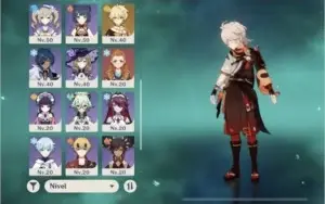 Ar45. Kazuha + jade, Eula + túmulo, xiao, kequing e qiqi